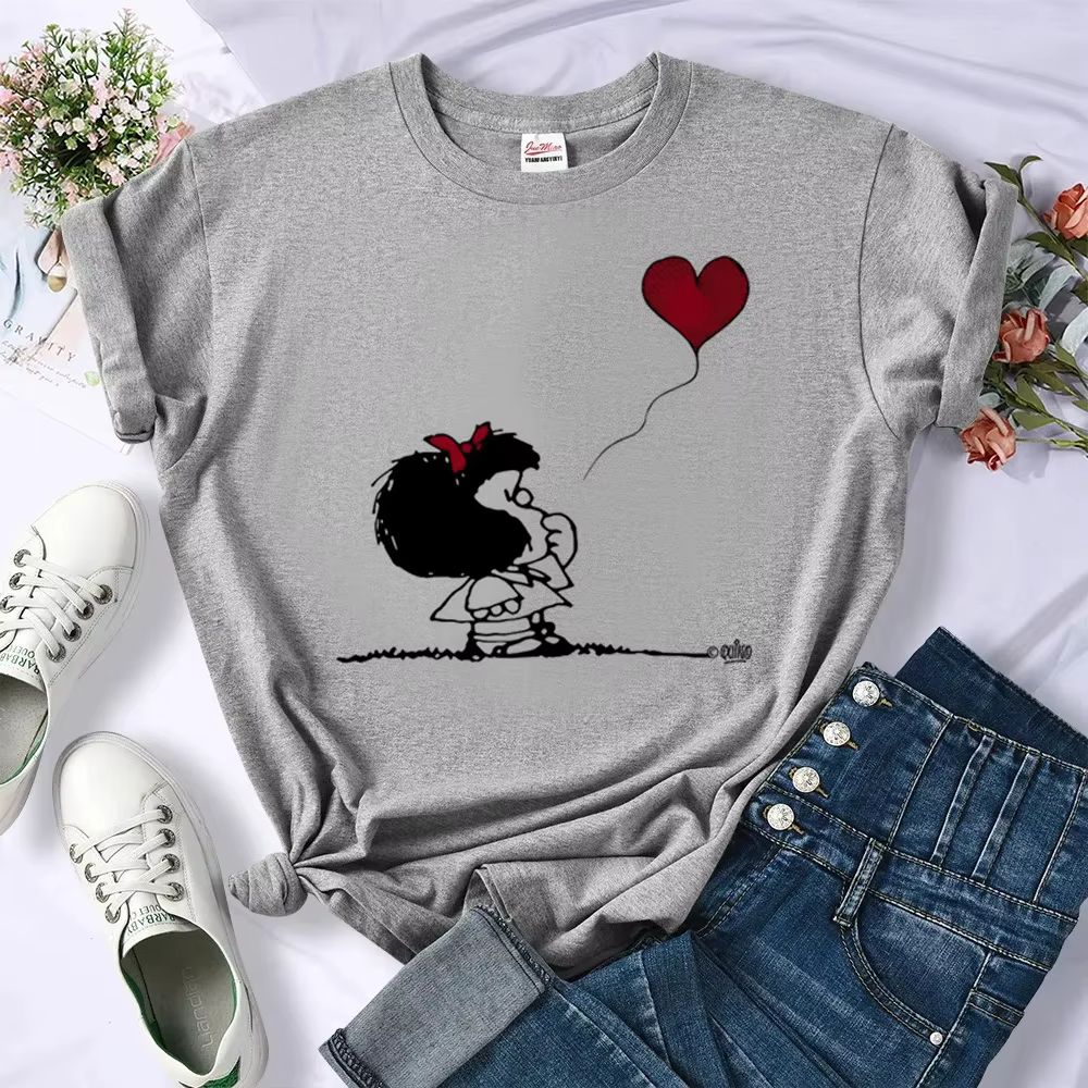 Mafalda t-shirt femmes designer graphique manga Tee fille harajuku bande dessinée streetwear vêtemen