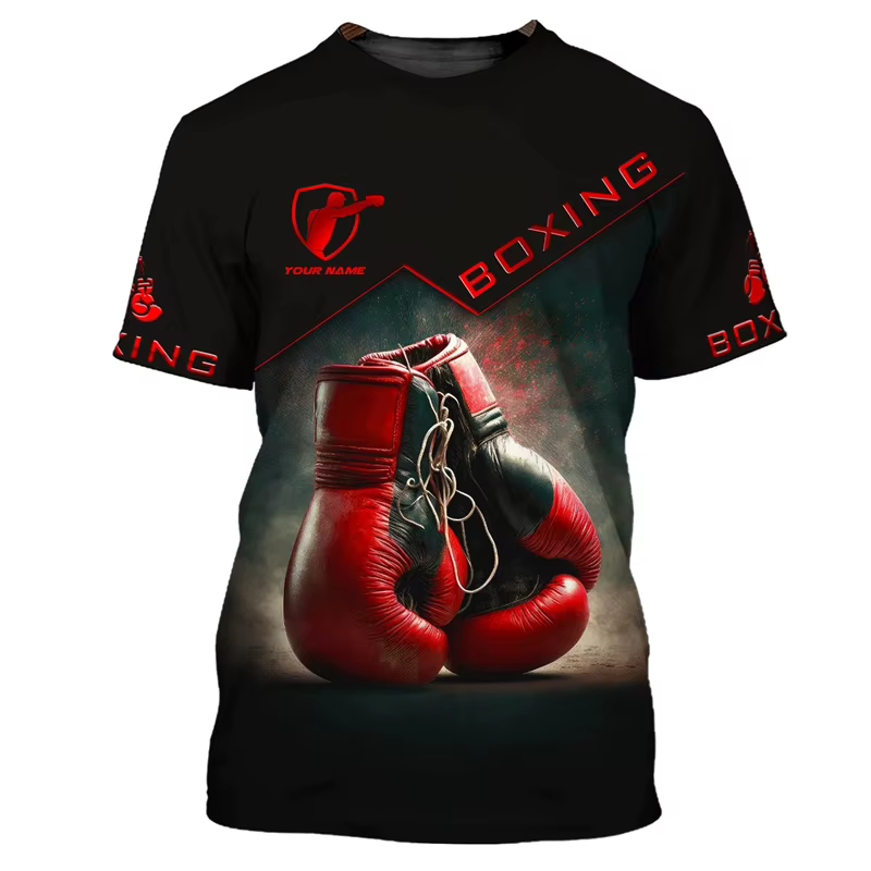 Mode boxe graphique T-shirts pour hommes tendance d'été à manches courtes 3D imprimé sport T-shirts 