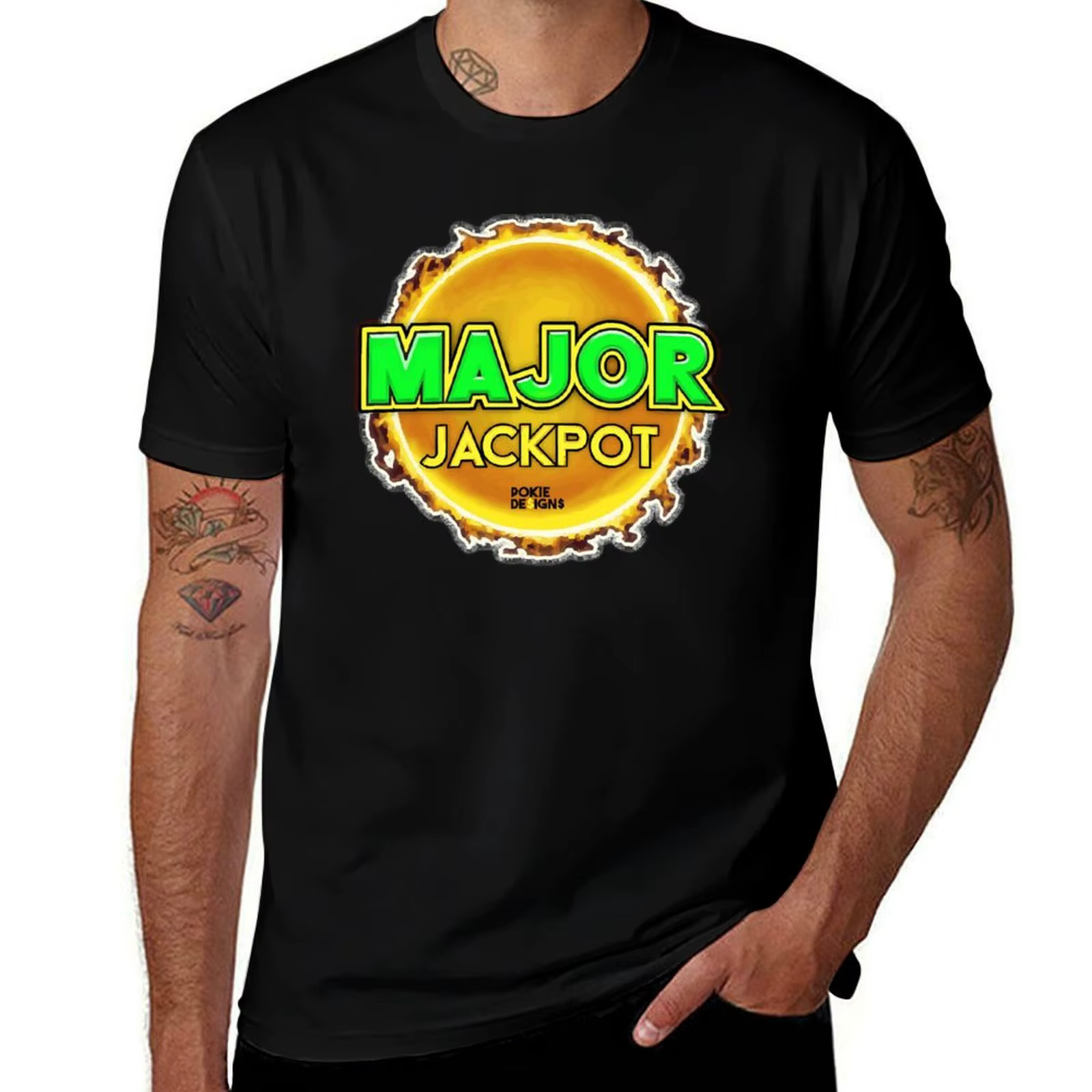MAJEUR JACKPOT Design-POKie Designs T-Shirt coton t-shirts homme 100% coton t-shirts haute qualité T