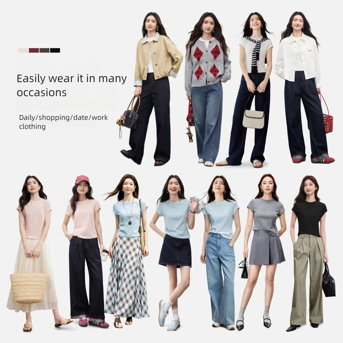 T-shirt à manches courtes pour femme SENTUBILA, collection Printemps-Été 2026, broderie tendance, tr