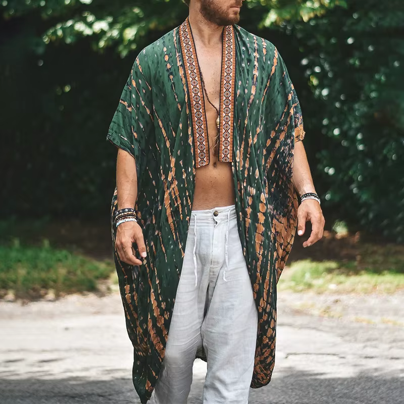 Hommes demi manches chemises de plage vêtements 2025 été Boho impression 3D Blouse Vintage basique s
