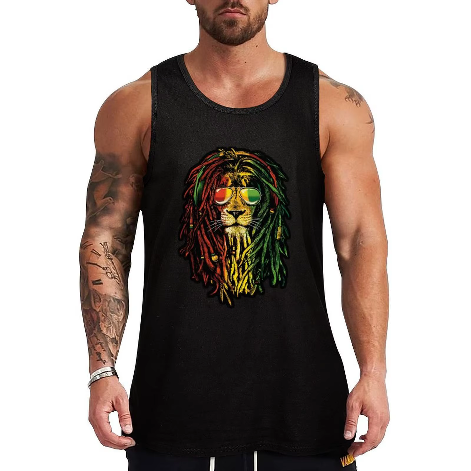 T-shirt Bob Marley Lion |   Débardeur de sport coupe athlétique, idéal pour la gym et l'entraînement