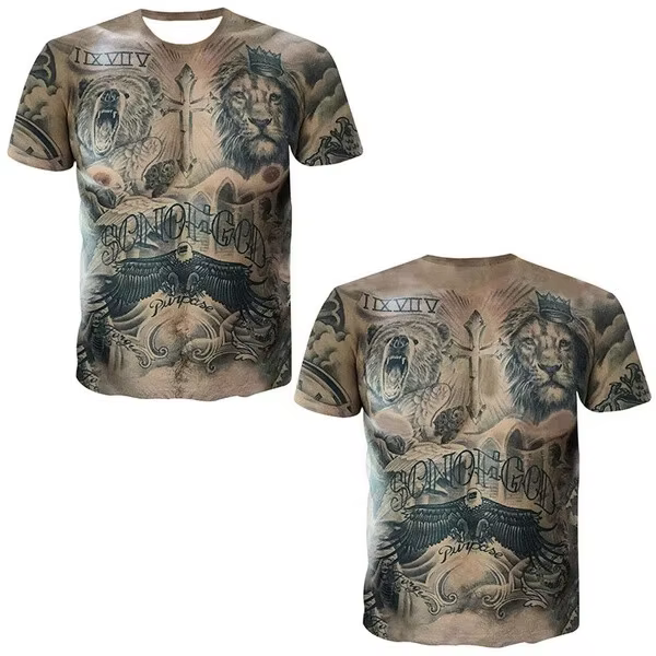 T-shirt drôle avec tatouage musculaire, impression 3D, pour hommes, t-shirt drôle à manches courtes,