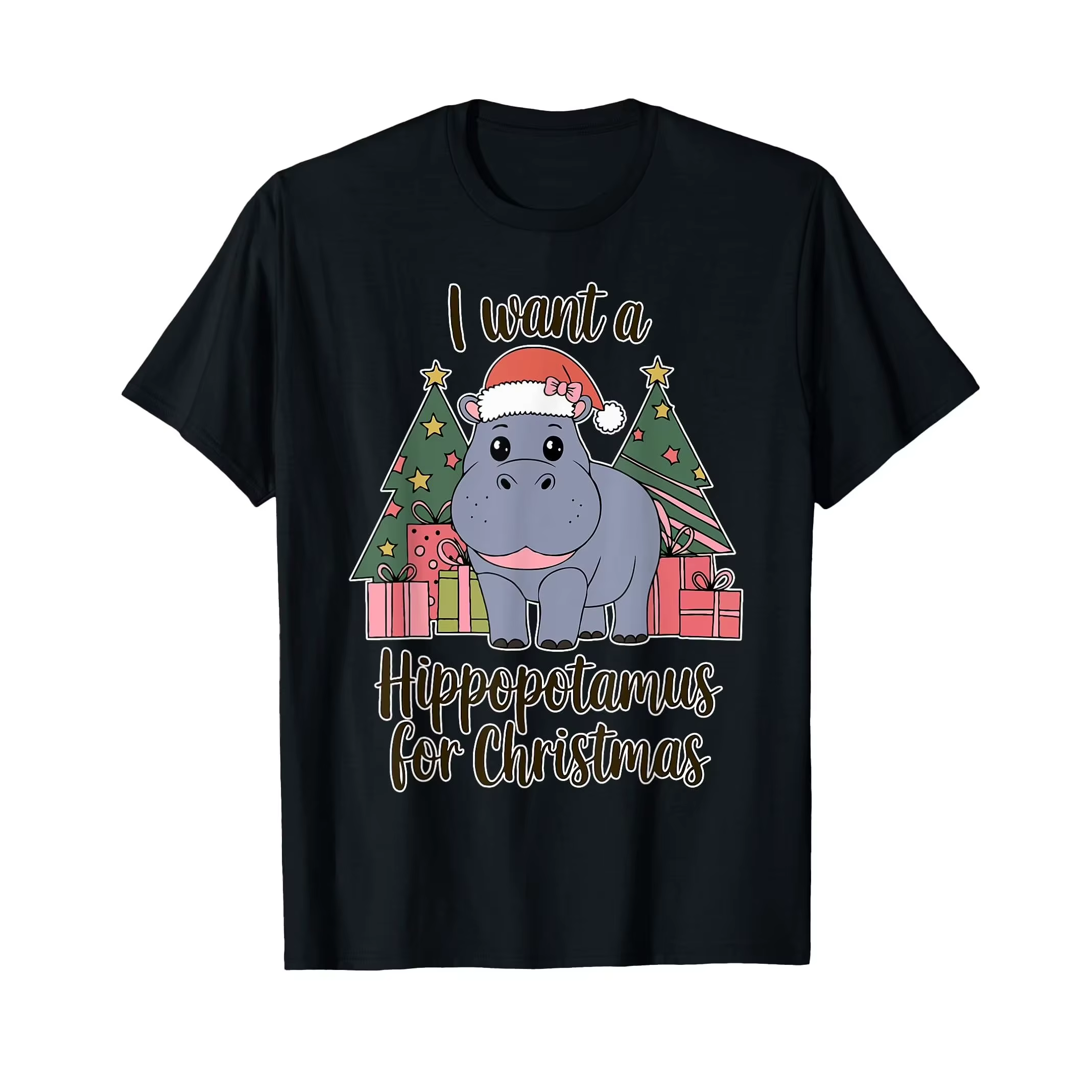 T-shirt décontracté en coton à manches courtes pour hommes et femmes, avec motif hipopotame amusant 