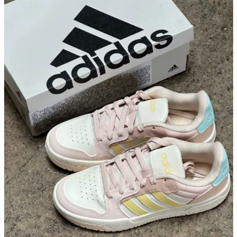 adidas ENTRAP Sneakers basses unisexes rose et blanc en cuir synthétique, style rétro, pour le baske