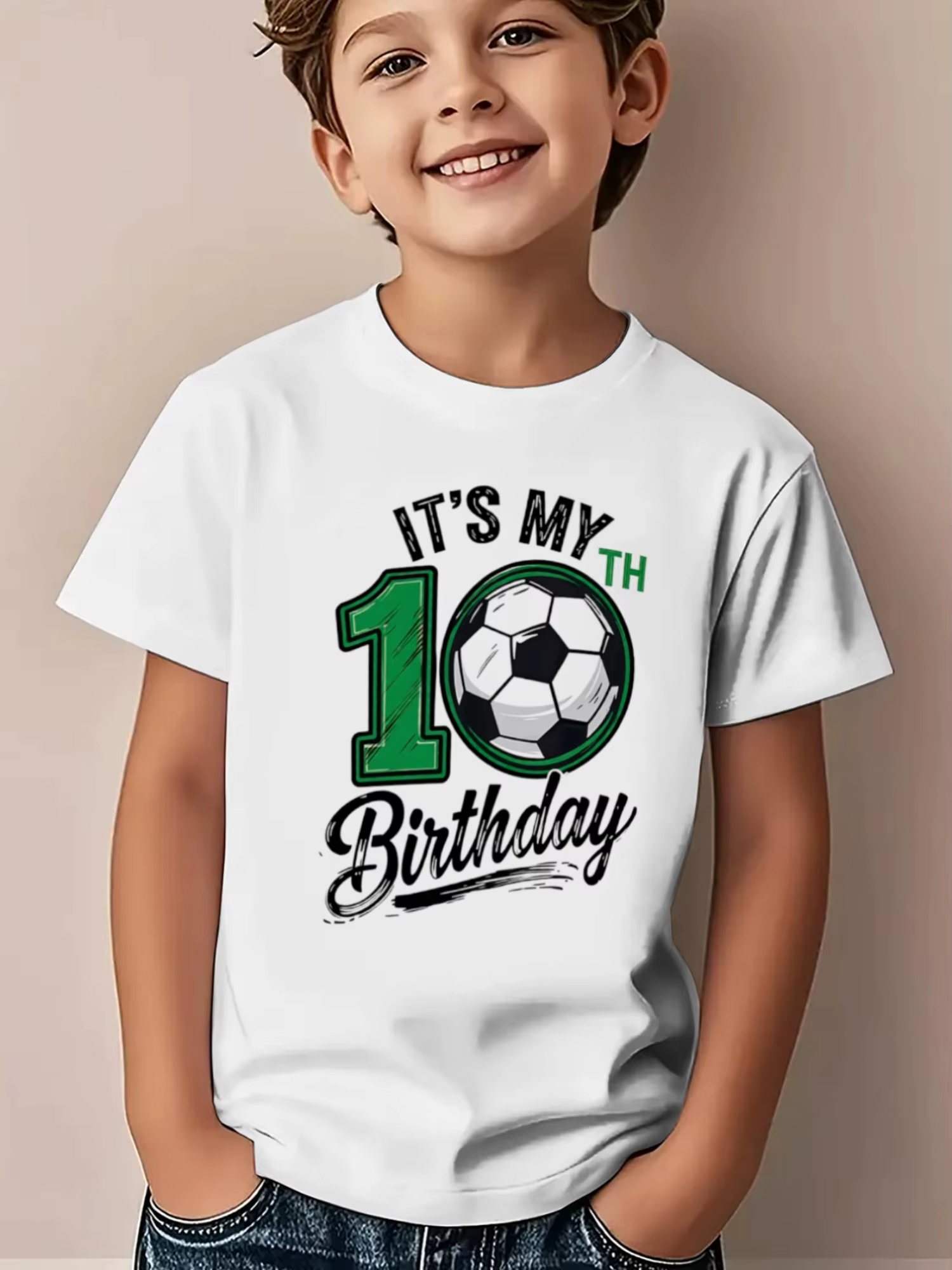 Nouveau t-shirt à motif personnalisé pour enfants et filles, t-shirt imprimé à motif de football pou