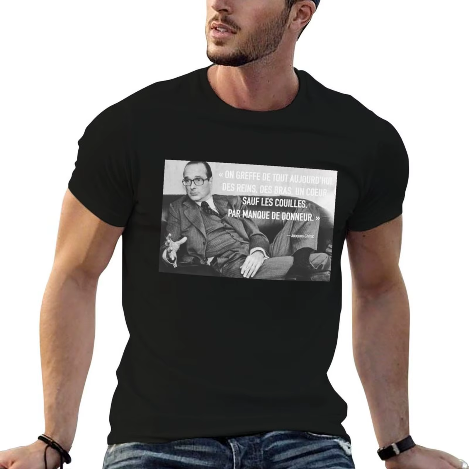 T-shirt avec citation de Jacques Chirac, style français, t-shirts graphiques pour hommes, t-shirts a
