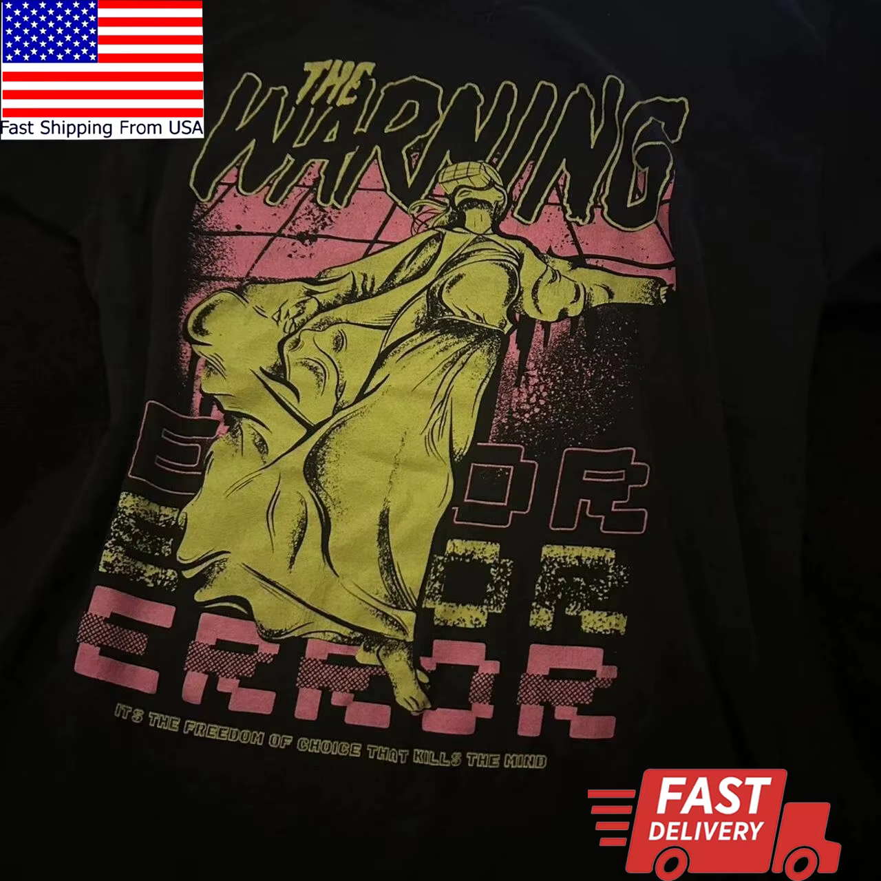 Chemise Vintage The Warning Band ERROR Concert unisexe S à 5XL