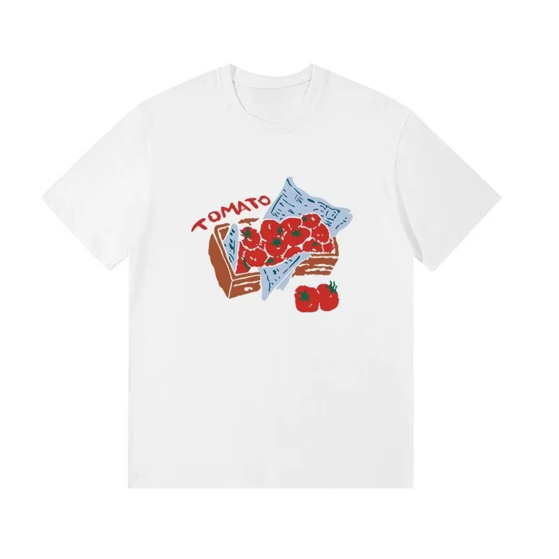 T-Shirt manches courtes femme, Vintage, Style tomate, imprimé soleil et mains, décontracté, ample, e