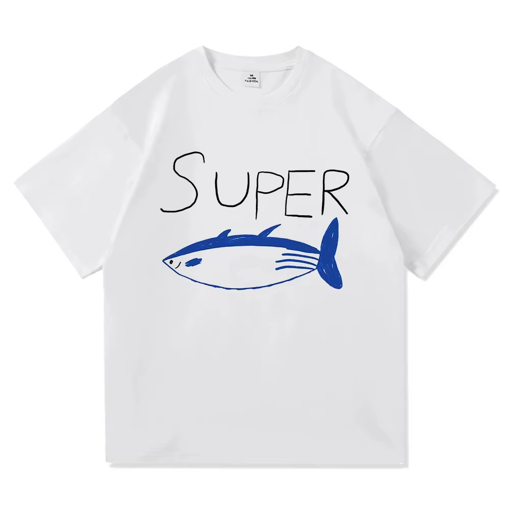 T-shirt Jin Super Tuna Fish, mode rétro Kawaii, vêtements pour hommes/femmes, Harajuku, hauts de qua