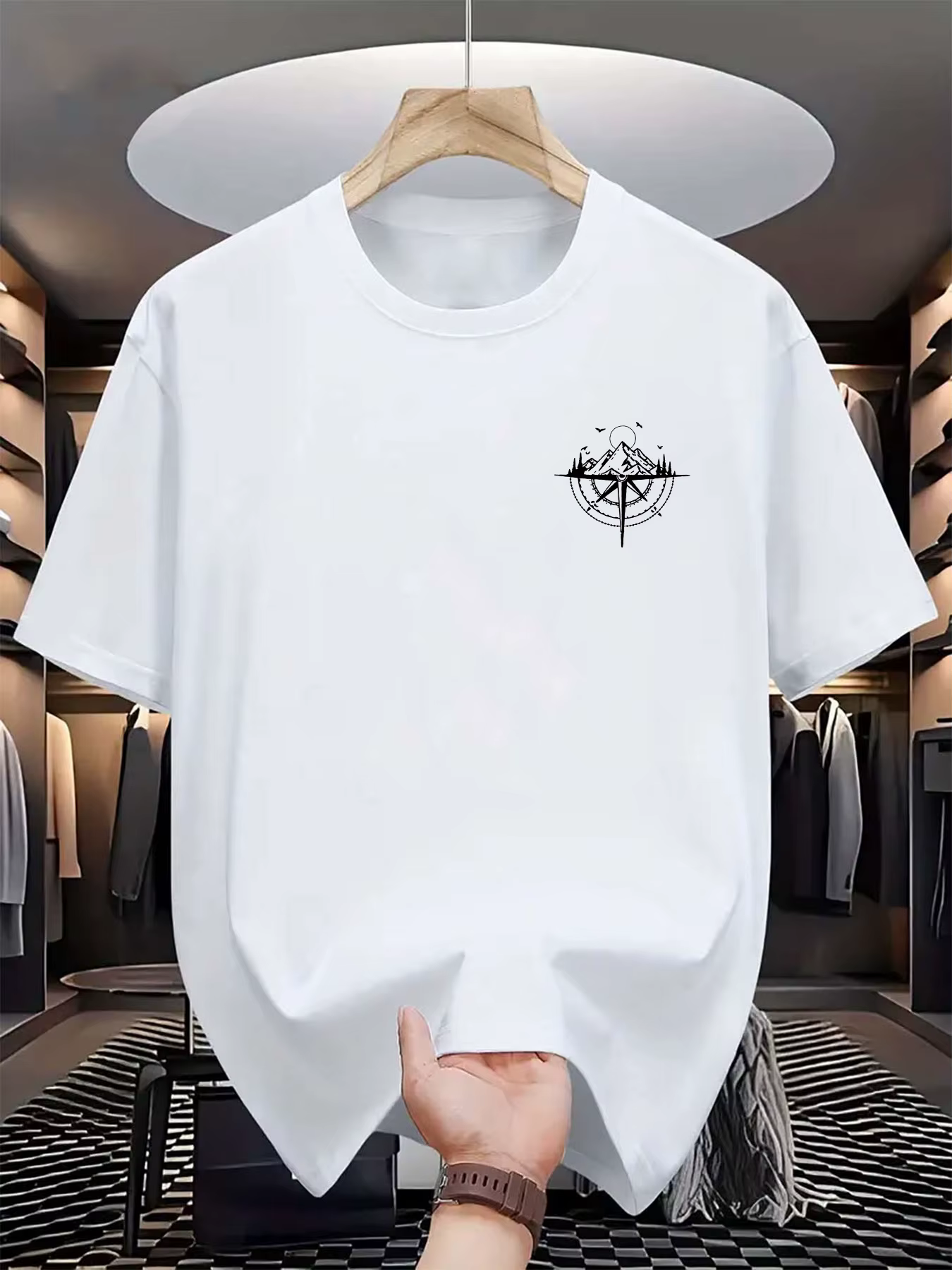T-shirt à motif tendance 100% coton, style simple, adapté aux hommes, ample et confortable, polyvale
