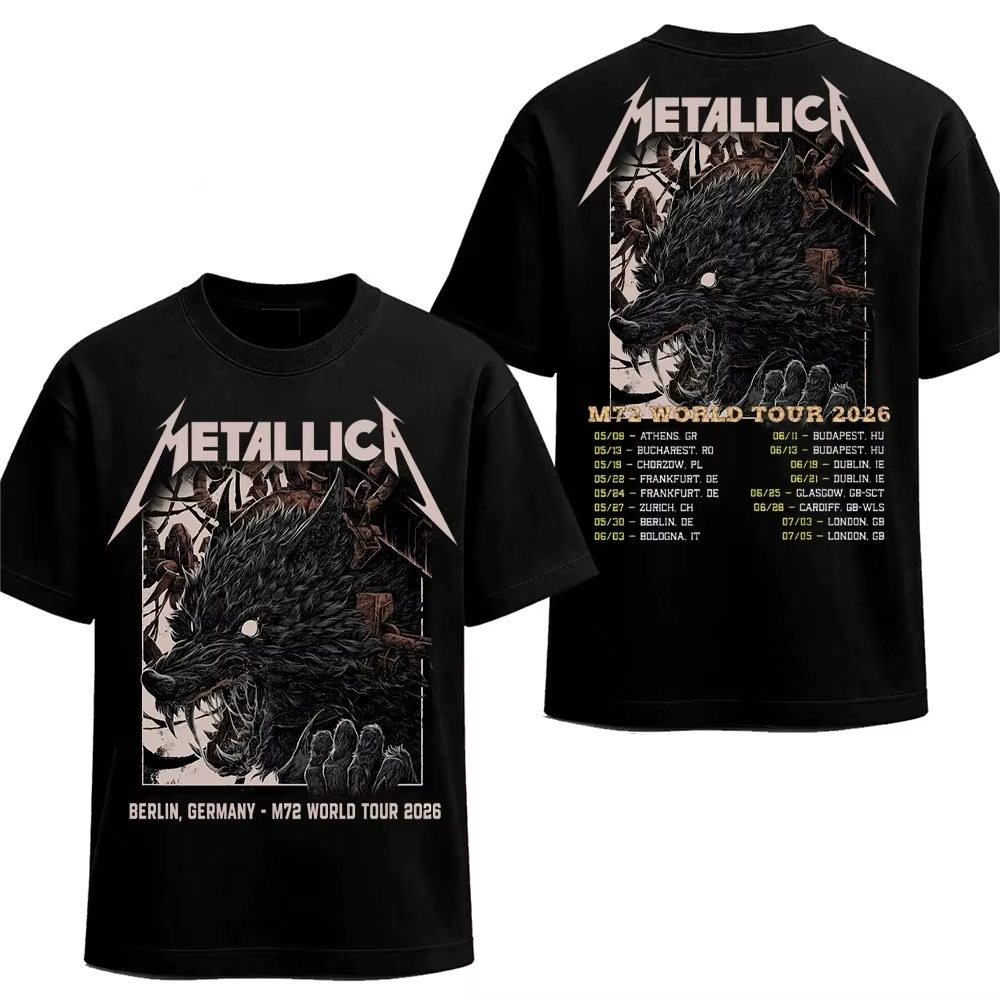 Metallica M72 Tour Berlin Olympiastadion Rock Merch 2026 T-shirt 100% coton unisexe pour hommes et f