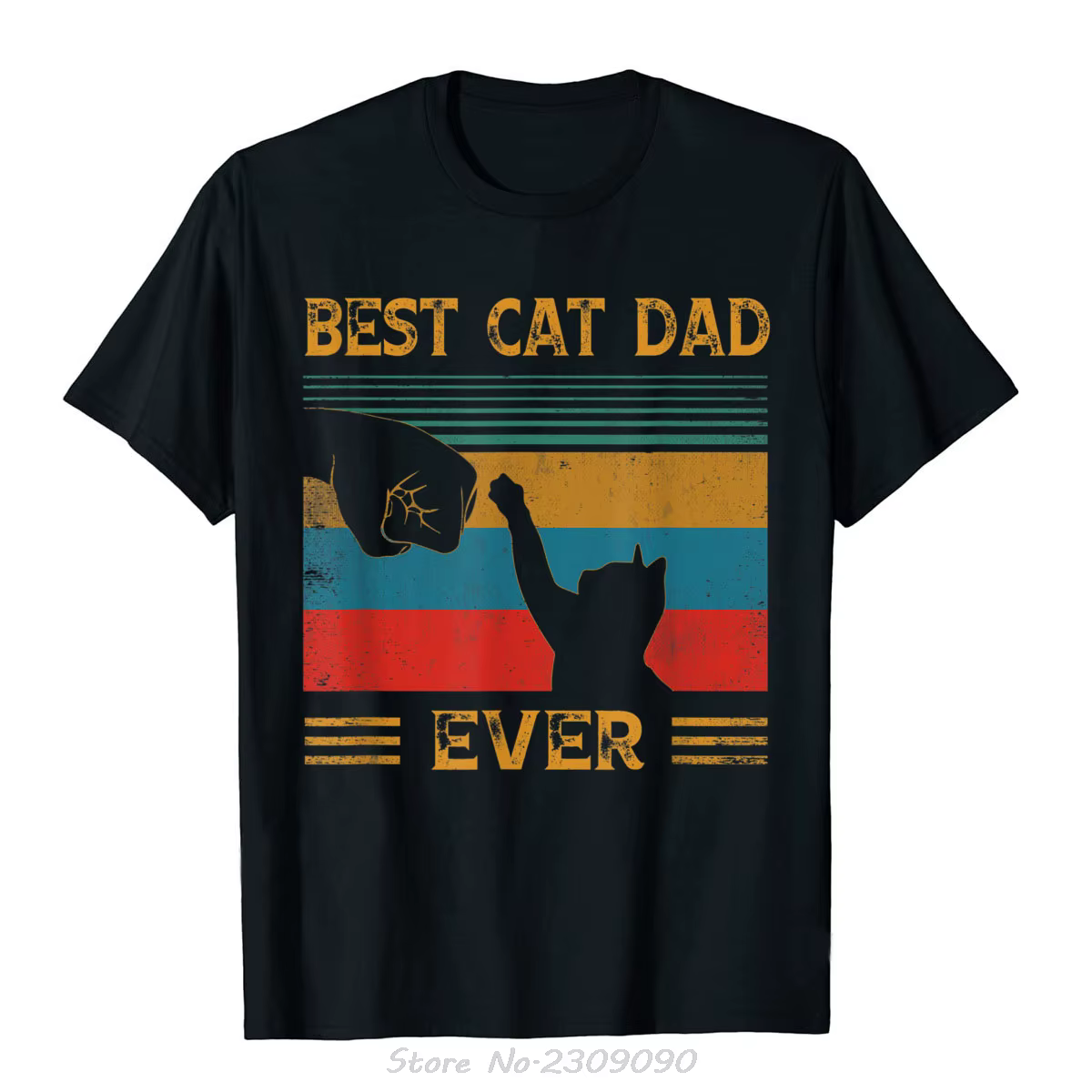 T-shirt en coton Vintage meilleur chat papa jamais bosse chat amant surdimensionné T-shirt Camisas D