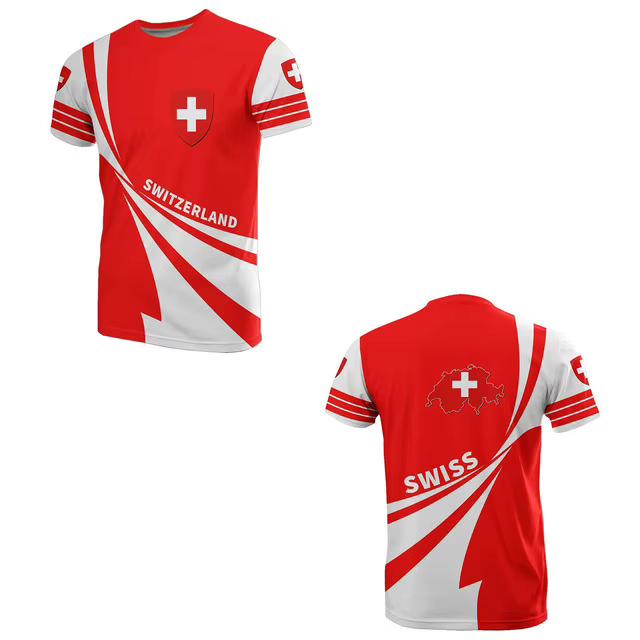 Drapeau suisse Football Jersey T-shirts D'été Hommes À Manches Courtes Casual Sport T Shirt Suisse F