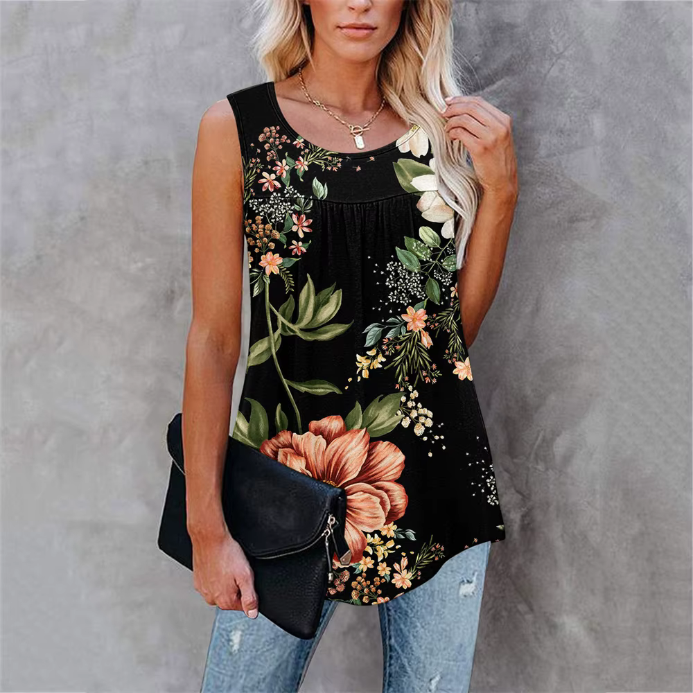 T-shirt imprimé floral grande taille pour femme, haut sexy, précieux, décontracté, plissé, été, 2022