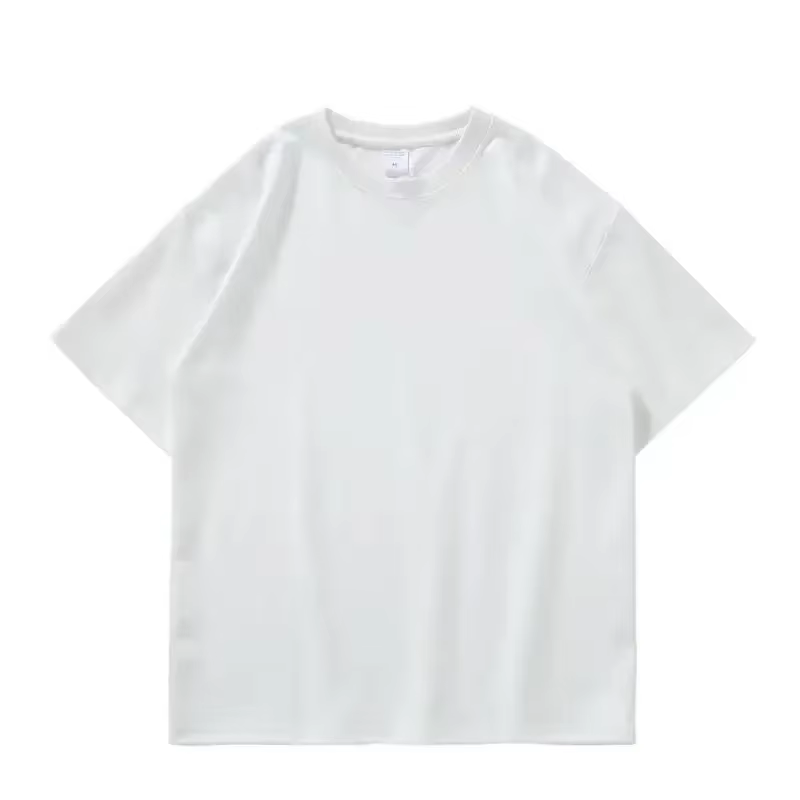 T-shirt en coton pur noir et blanc GSM 500g, col rond, manches courtes, épais et robuste, avec ourle