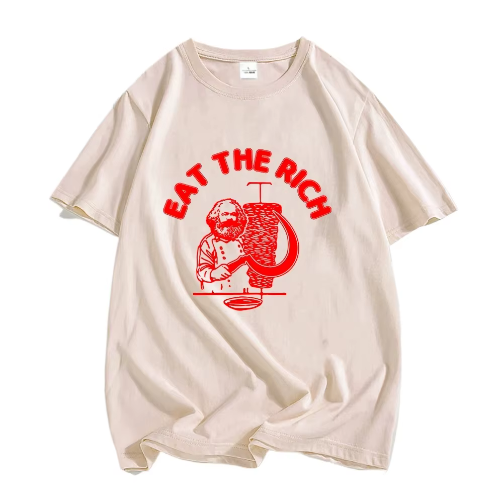 T-Shirt Eat The Rich lettre imprimée femmes t-shirts basique été T-Shirt hauts col rond décontracté