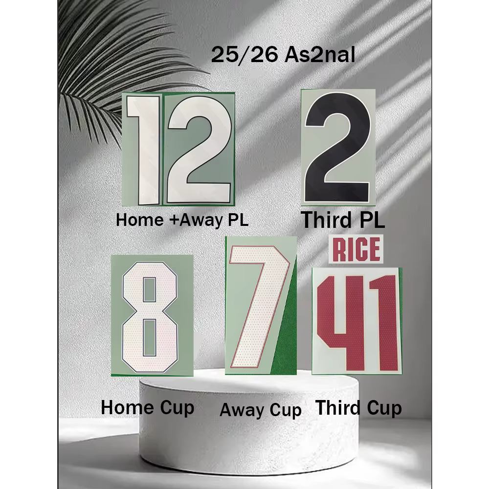 2025/26 As2nal 14Gyokeres CUP PL Nameset 36ZUBIMENDI Nom et numéro thermocollants pour maillot de fo