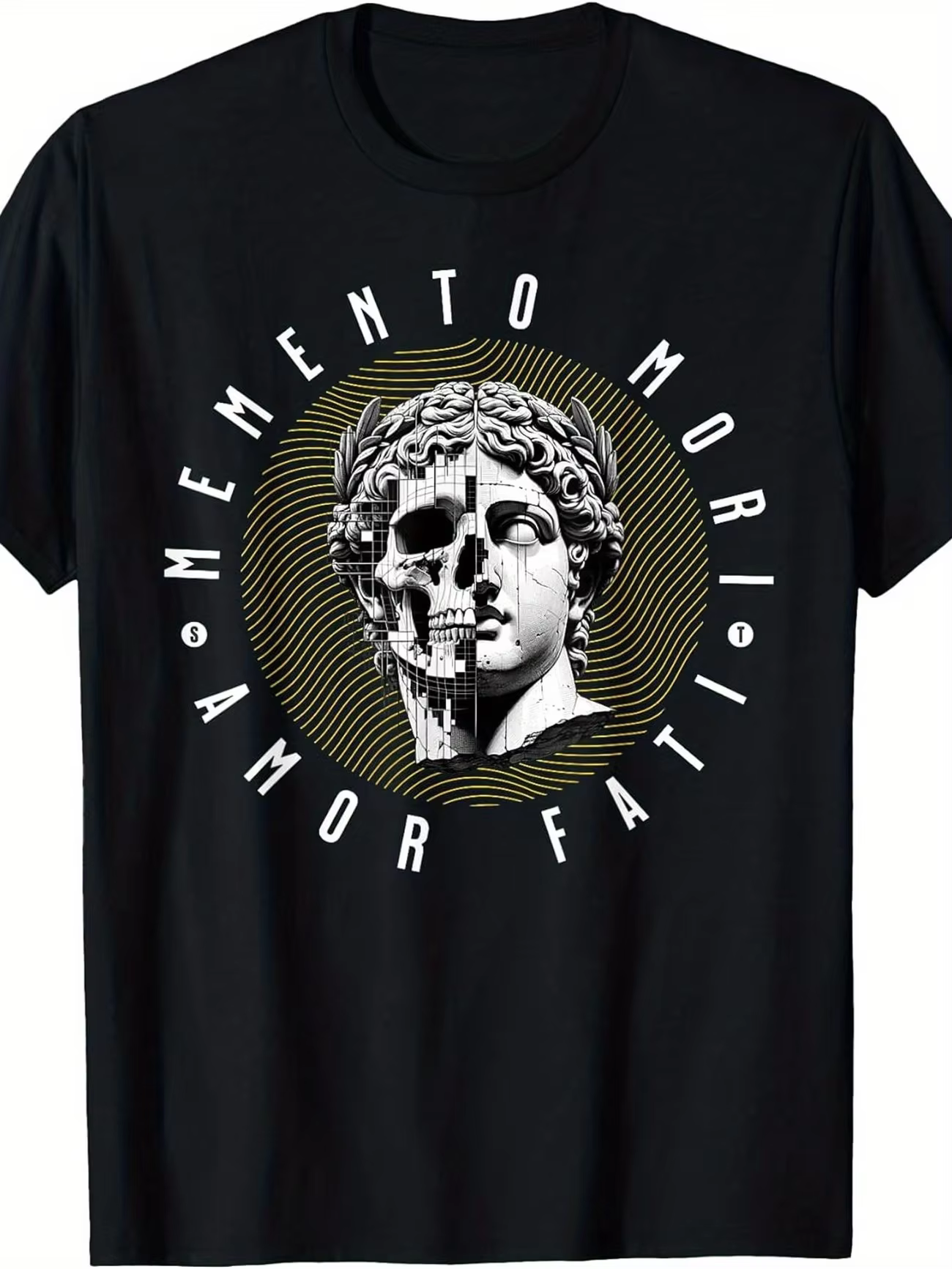 T-shirt pour hommes, imprimé Memento Mori Stoicism, en coton, surdimensionné, humoristique, ironique