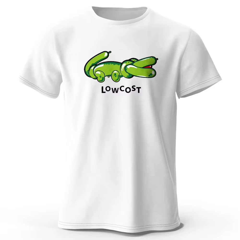 T-shirt imprimé Joke The Lowcost pour hommes, 100% coton, surdimensionné, avec graphismes amusants, 