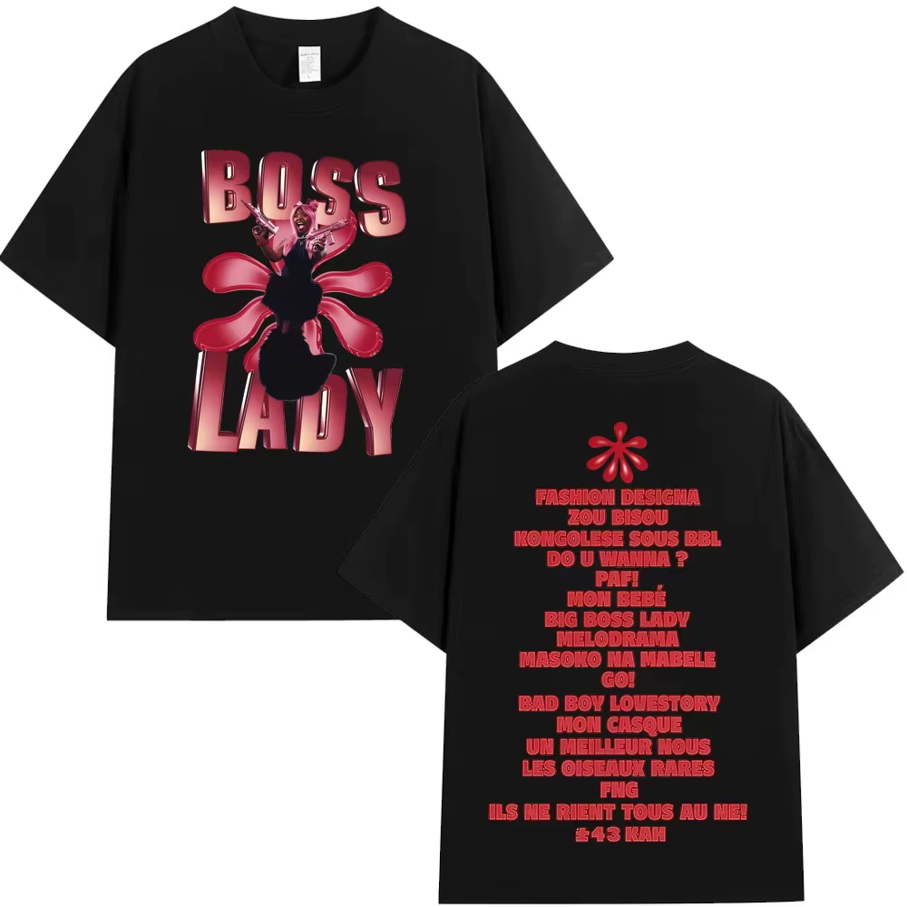 Rappeur Theodora BOSS Lady album graphique 100% coton musique t-shirt hommes 2026 nouvel été Hip hop