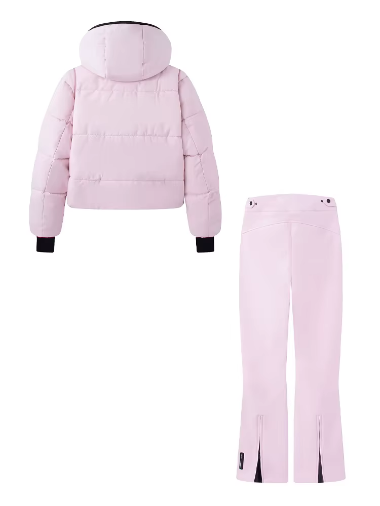 HH femmes mode poche fermeture éclair manches longues à capuche ski coton rembourré cordon veste + t