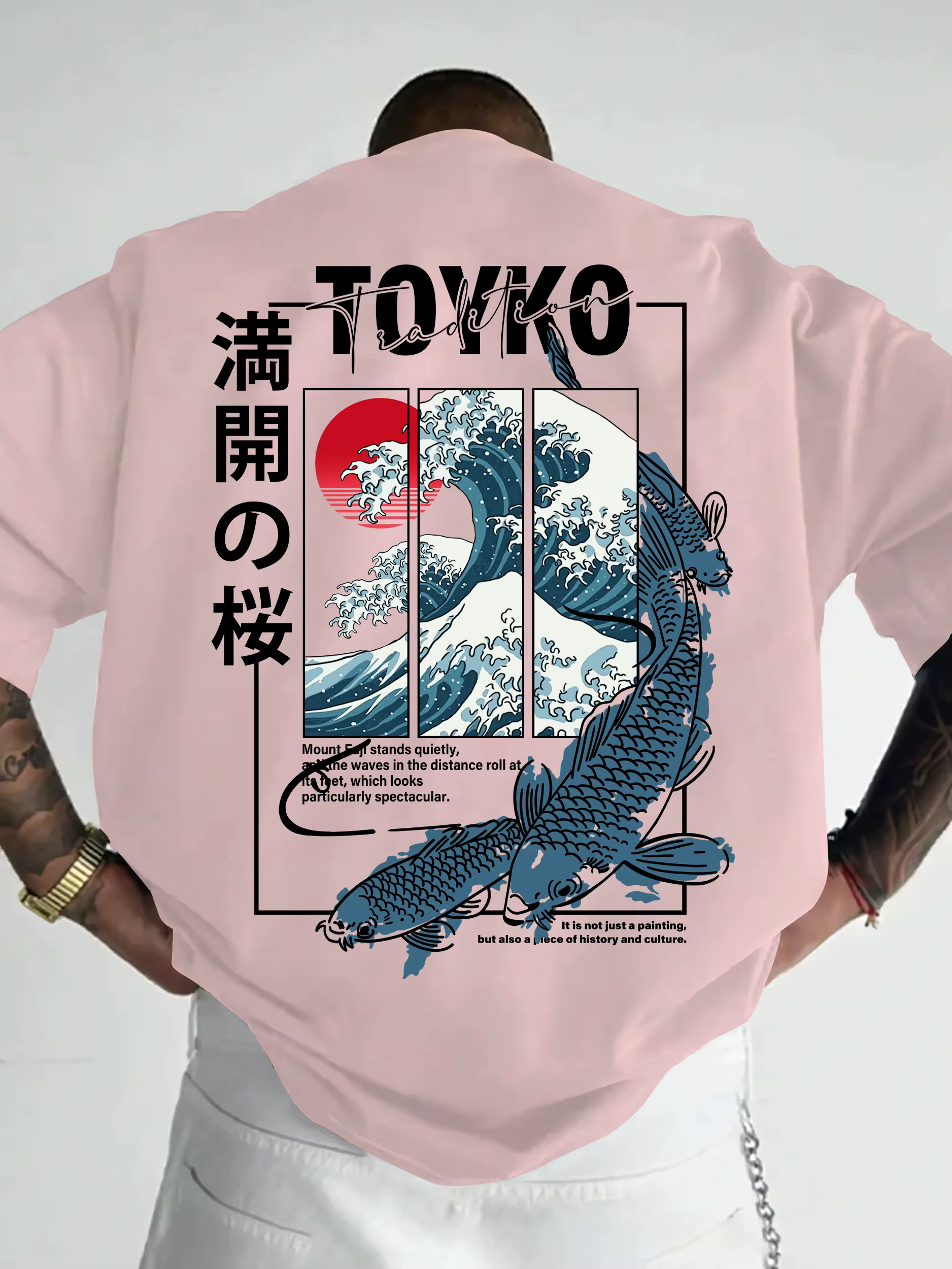 T-shirt pour homme, style japonais, motif tendance, ample, été, nouveau, 100% coton pur, matière dou