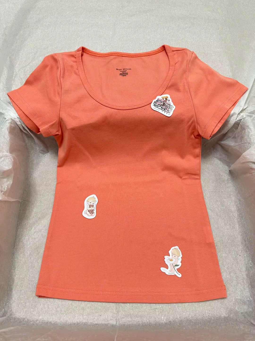 T-shirts slim orange pour femmes, décontractés, streetwear, col rond, manches courtes, en coton, hau