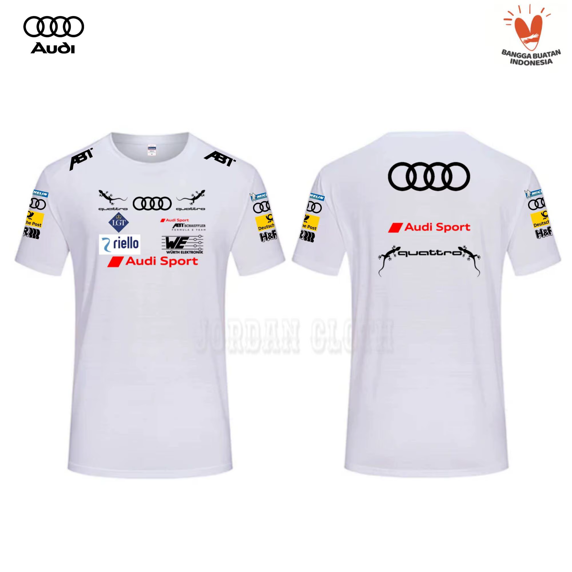 T-shirt de l'équipe de course Audi Sport, T-shirt imprimé de chauffeur de course, T-shirt ample et c