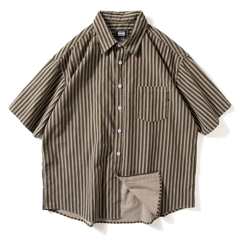 Chemise à manches courtes pour homme, design sensationnel, tendance estivale, rayures rétro japonais