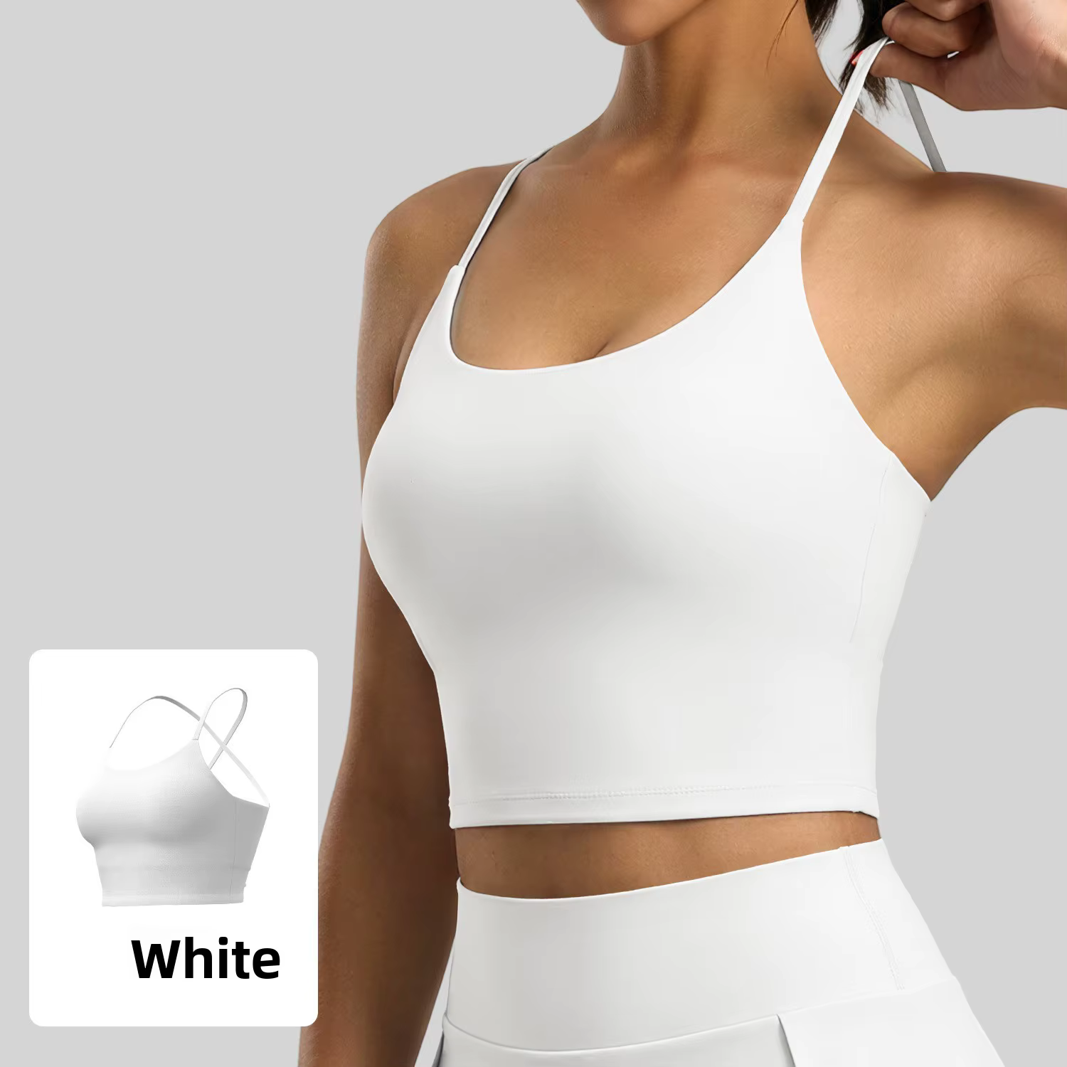 Nouveau débardeur de sport pour femme avec bonnets intégrés, design ultra-extensible et absorbant le