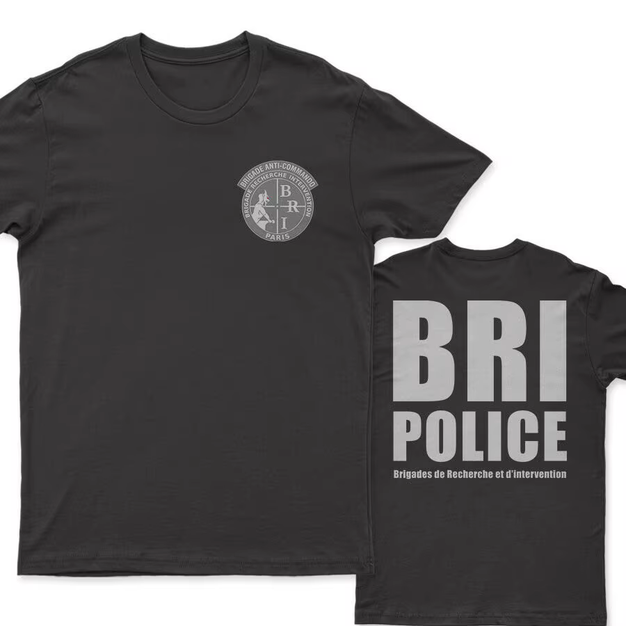 T-Shirt Décontracté à Manches Courtes et Col Rond pour Homme, 100% Coton, Brigade Française de Reche