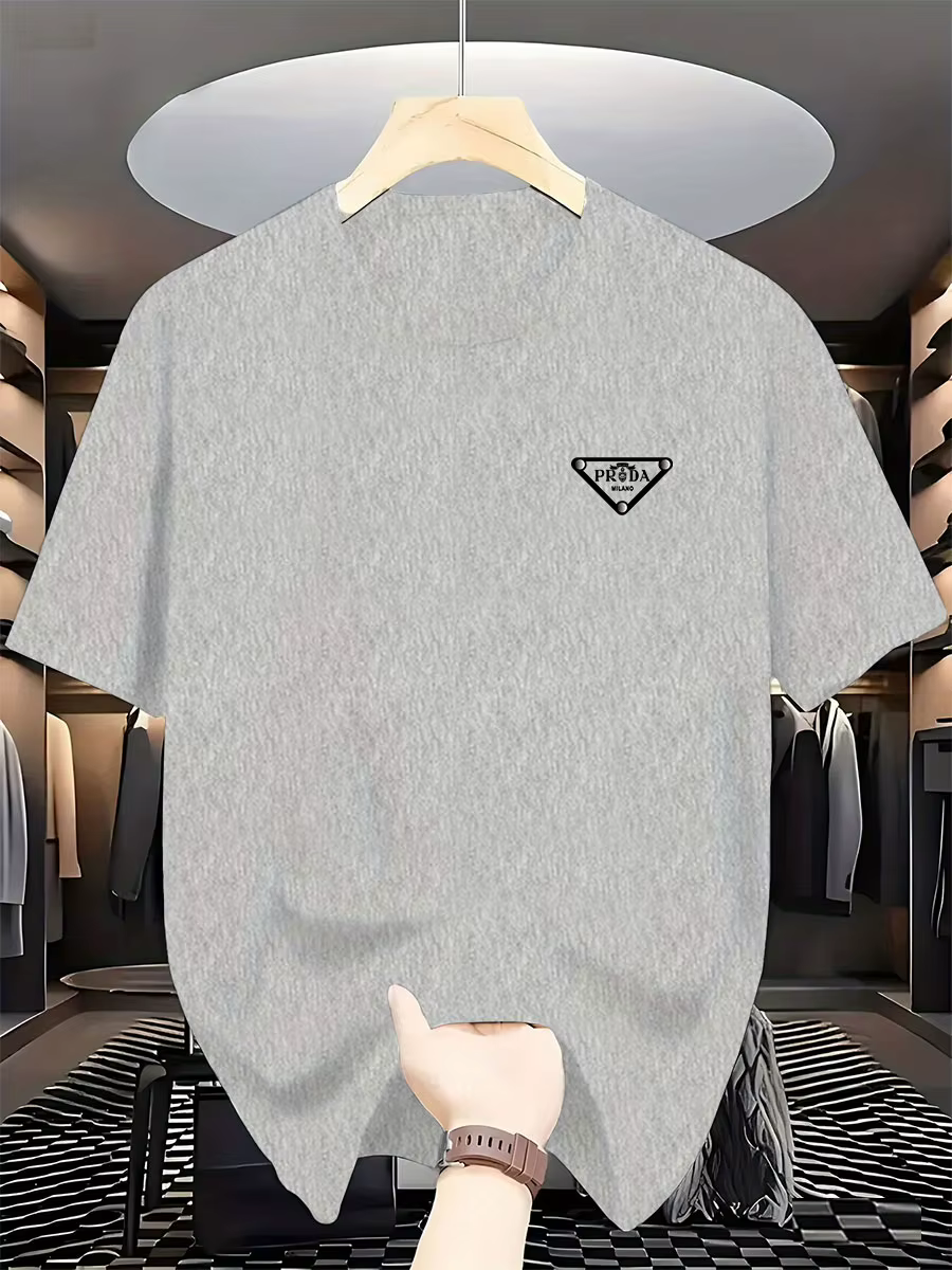 T-shirt imprimé pour homme, tendance mode milanaise 2026, marque internationale, coton pur, col rond