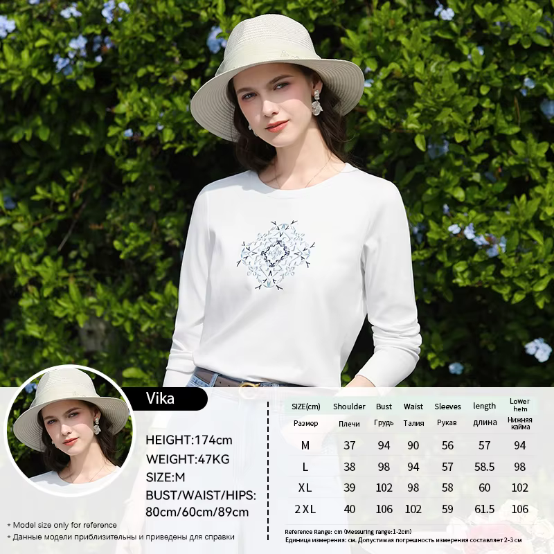I BELIEVE YOU T-shirt blanc en coton à manches longues pour femme, collection Printemps 2026, broder