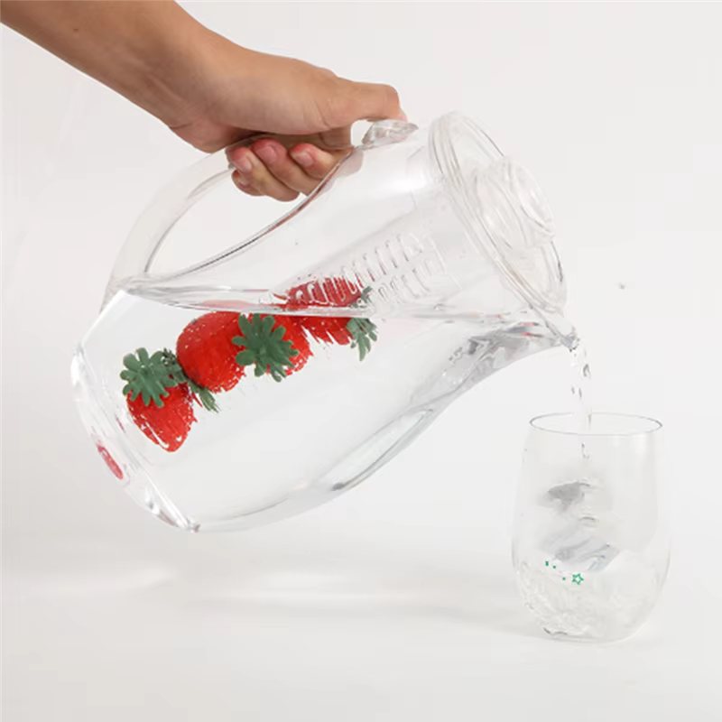 ABJI-pichet d'eau aux fruits 2,5 l avec couvercle amovible et tige d'infuseur, pichet à boissons pou