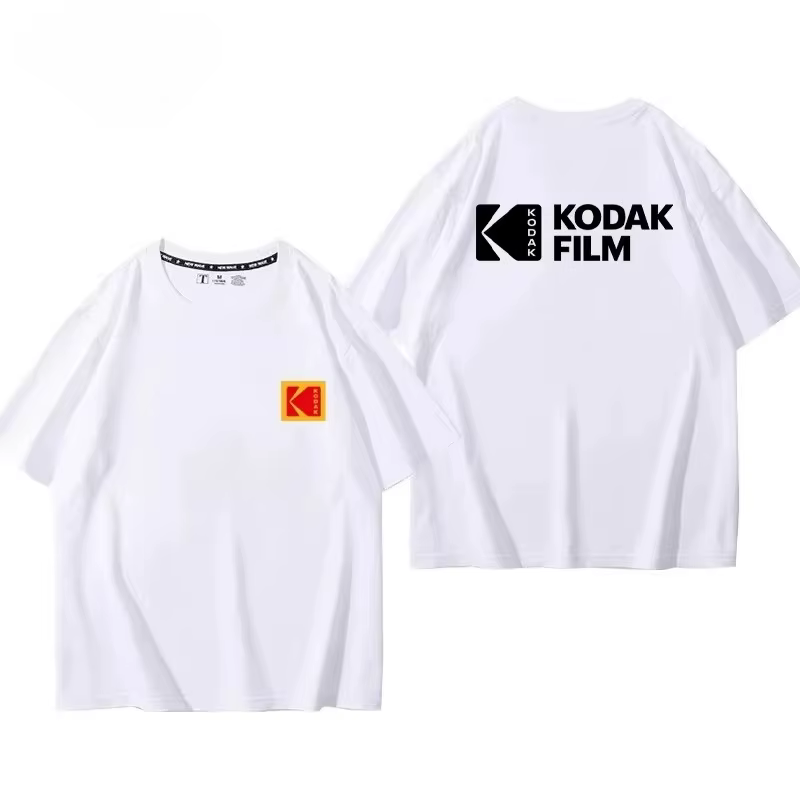 T-shirt vintage imprimé pour homme Kodak été 2026, 100% coton, sportif, décontracté, ample et confor