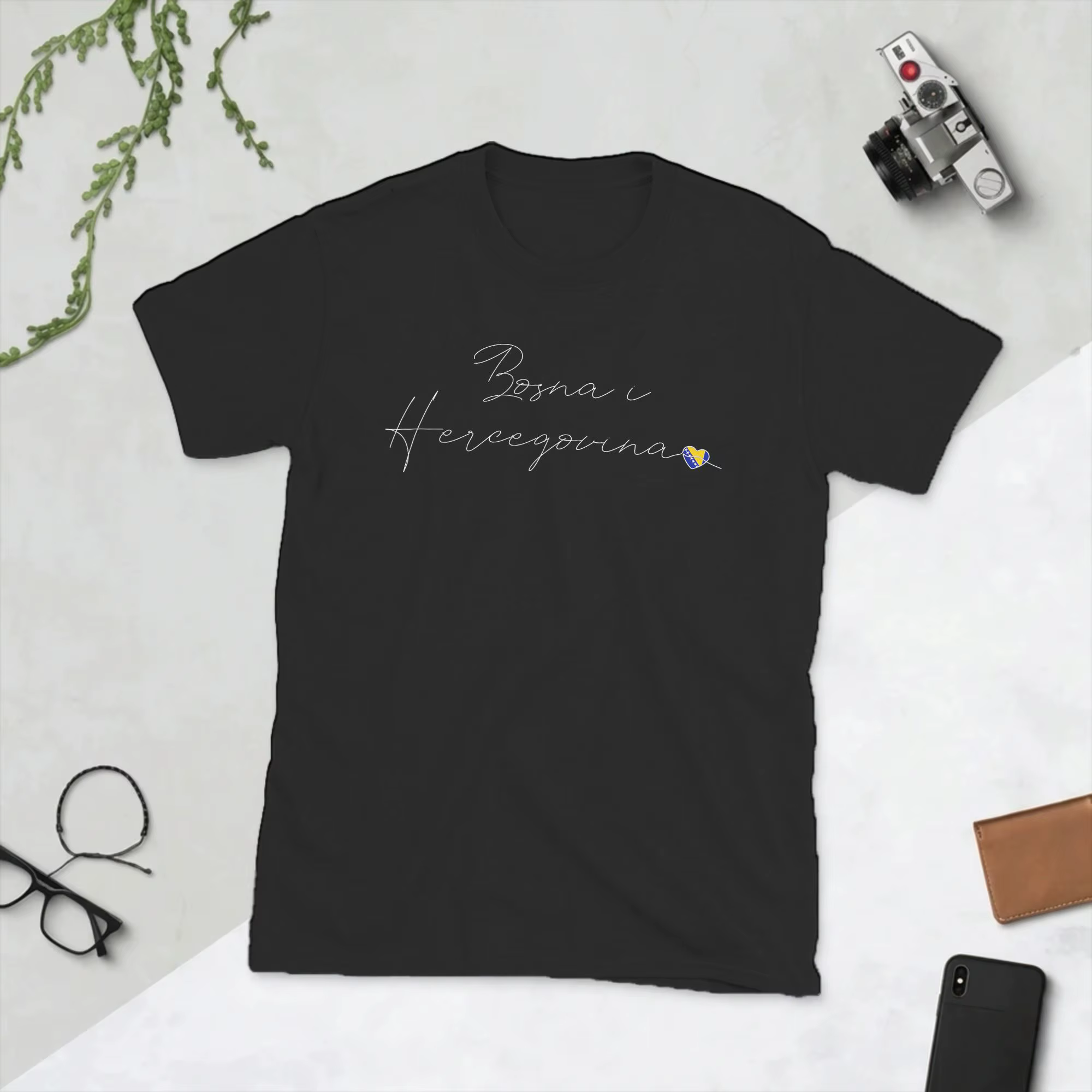 T-shirts avec drapeau de la Bosnie-Herzégovine pour hommes, t-shirt vintage en pur coton, col rond, 