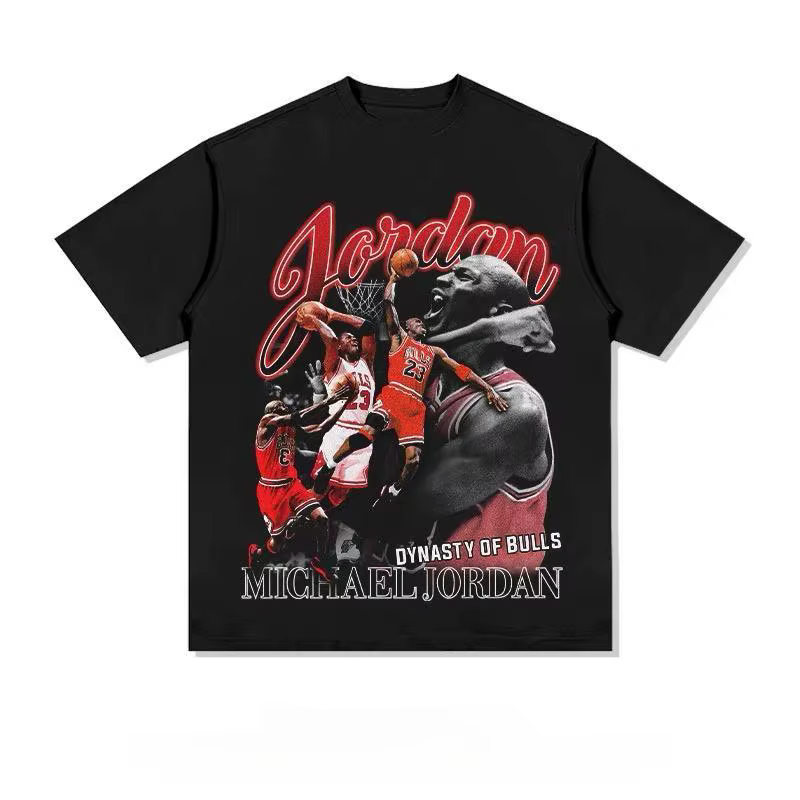 T-shirt de basket-ball Michael Jordan pour hommes et femmes, surdimensionné, en coton, à manches cou