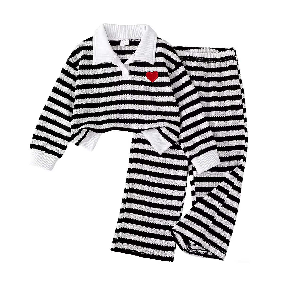 Ensemble deux pièces pour enfants, T-shirt à manches longues et col Polo rayé noir et blanc, nouvell