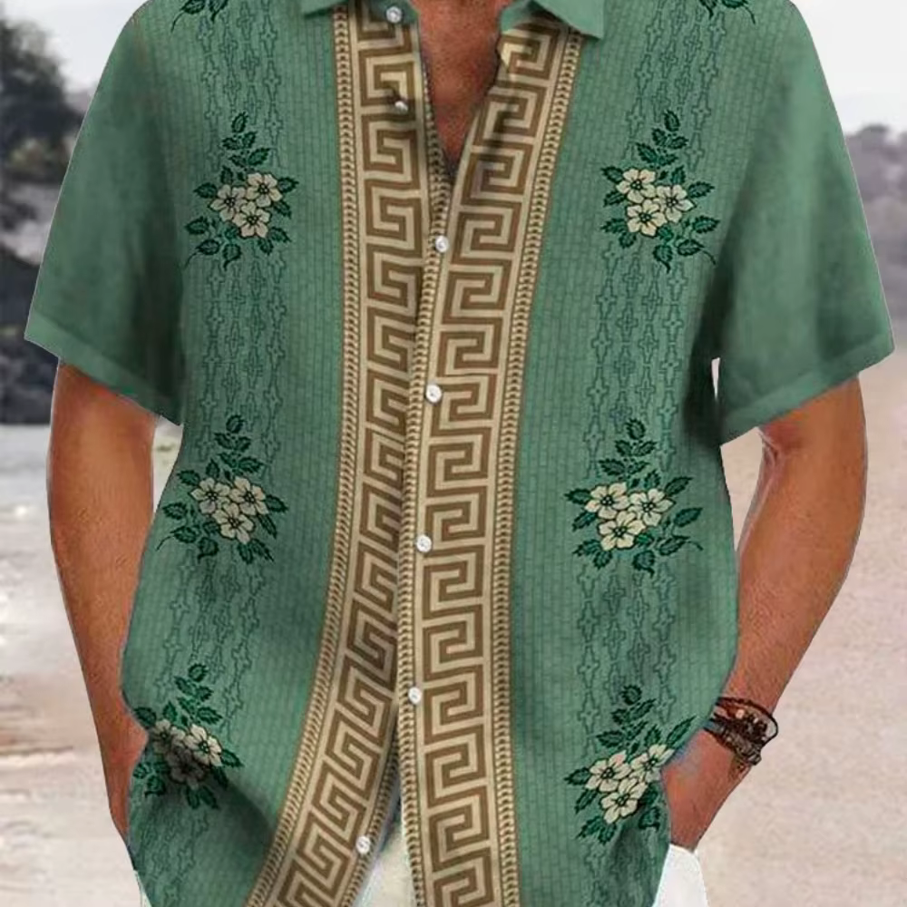 Chemise à manches courtes pour homme, style luxe léger, décontractée, confortable, tissu doux, pour