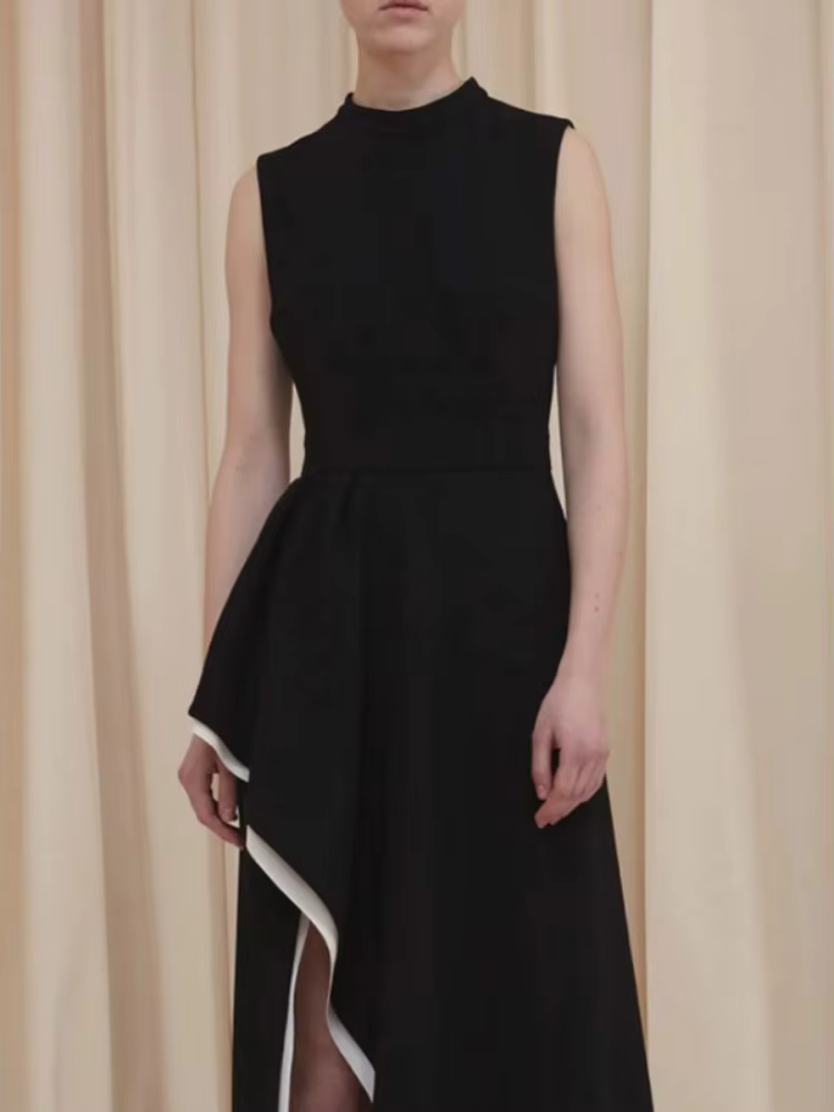 Freeacy – robe de soirée pour femmes, col rond, sans manches, taille haute, fendue sur le côté, long