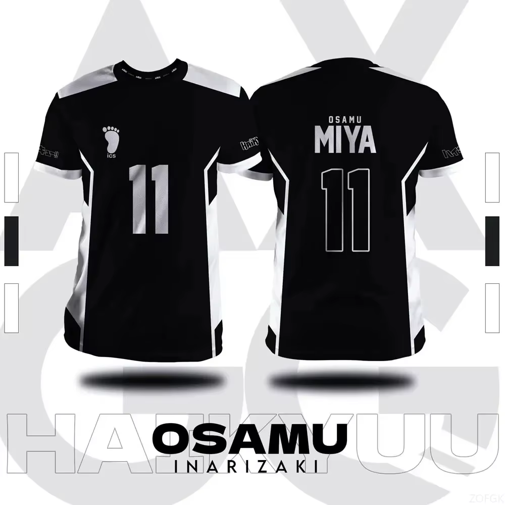 T-shirt d'été pour hommes, grande taille, imprimé en 3D, Haikyuu Inarizaki, motif de dessin animé Co