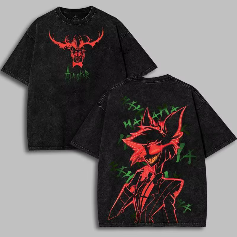 Alastor Hazbin hôtel graphique T-shirt hommes femmes vêtements rue mode lavé surdimensionné T-shirt