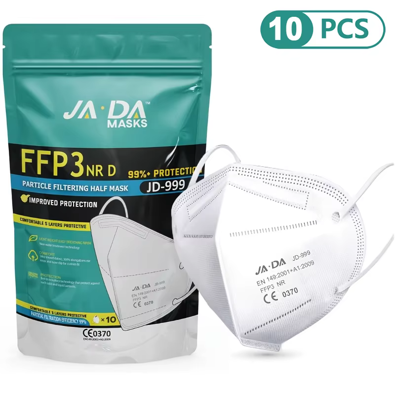 Masque facial FFP3 certifié CE UE, 7 couches, protection de niveau 99 pour adultes, 10/30/50 pièces,