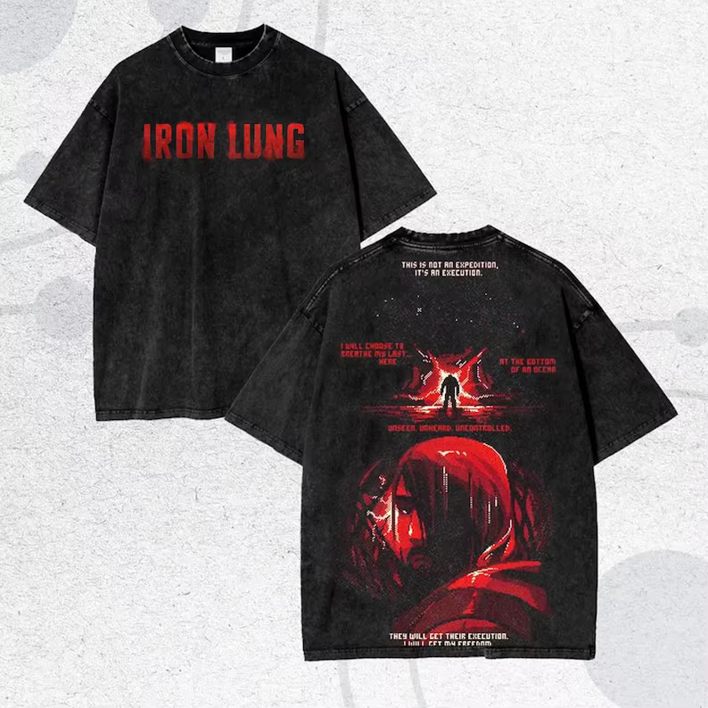T-shirt délavé Iron Lung, style rétro, vêtements de caractère pour toute l'année, grande taille, uni