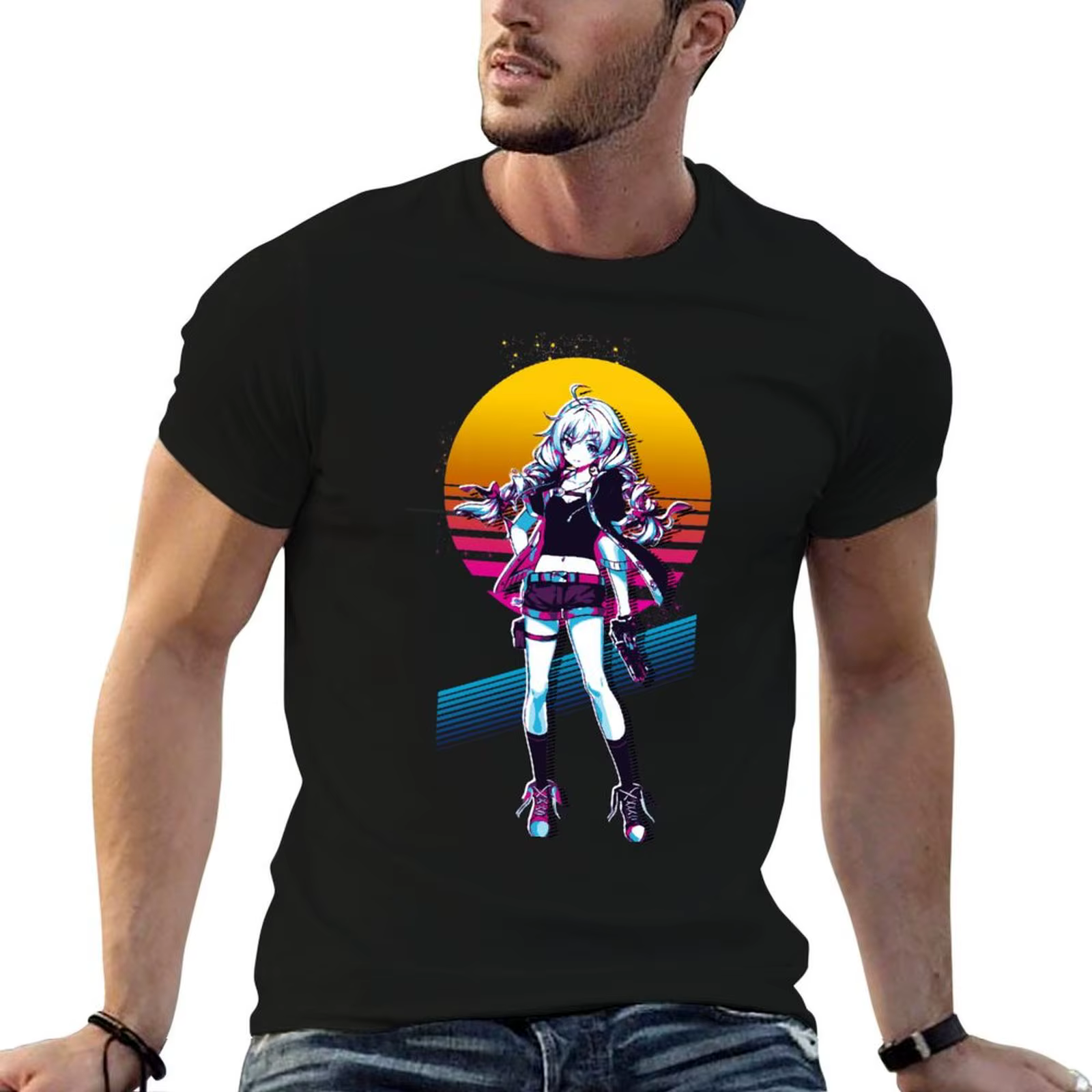Honkai Impact - Kiana Kaslana *80s retro* T-Shirt t-shirt personnalisé anime t-shirts pour homme t-s