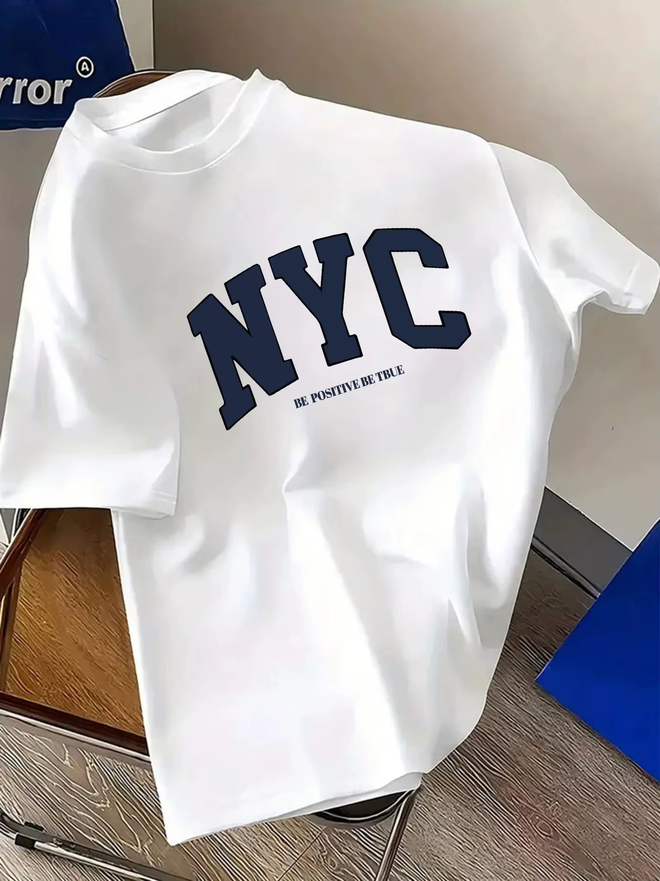T-shirt décontracté pour homme avec imprimé lettres NYC, col rond, manches courtes, collection été 2