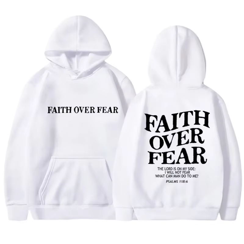 FAITH OVER FEAR sweat à capuche imprimé pour hommes femmes décontracté à manches longues sweats à ca