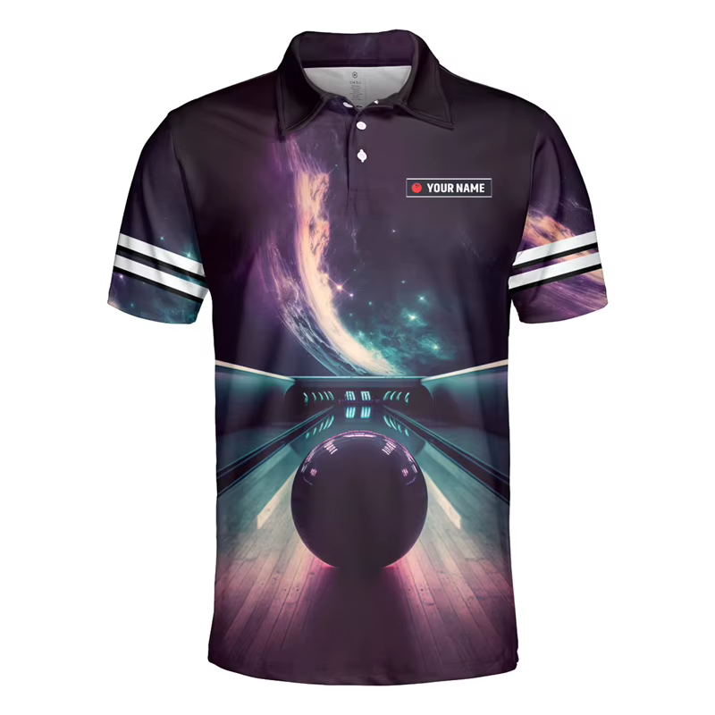 Polo graphique de bowling pour hommes, t-shirts de sport College en 3D, nom personnalisé, chemises d
