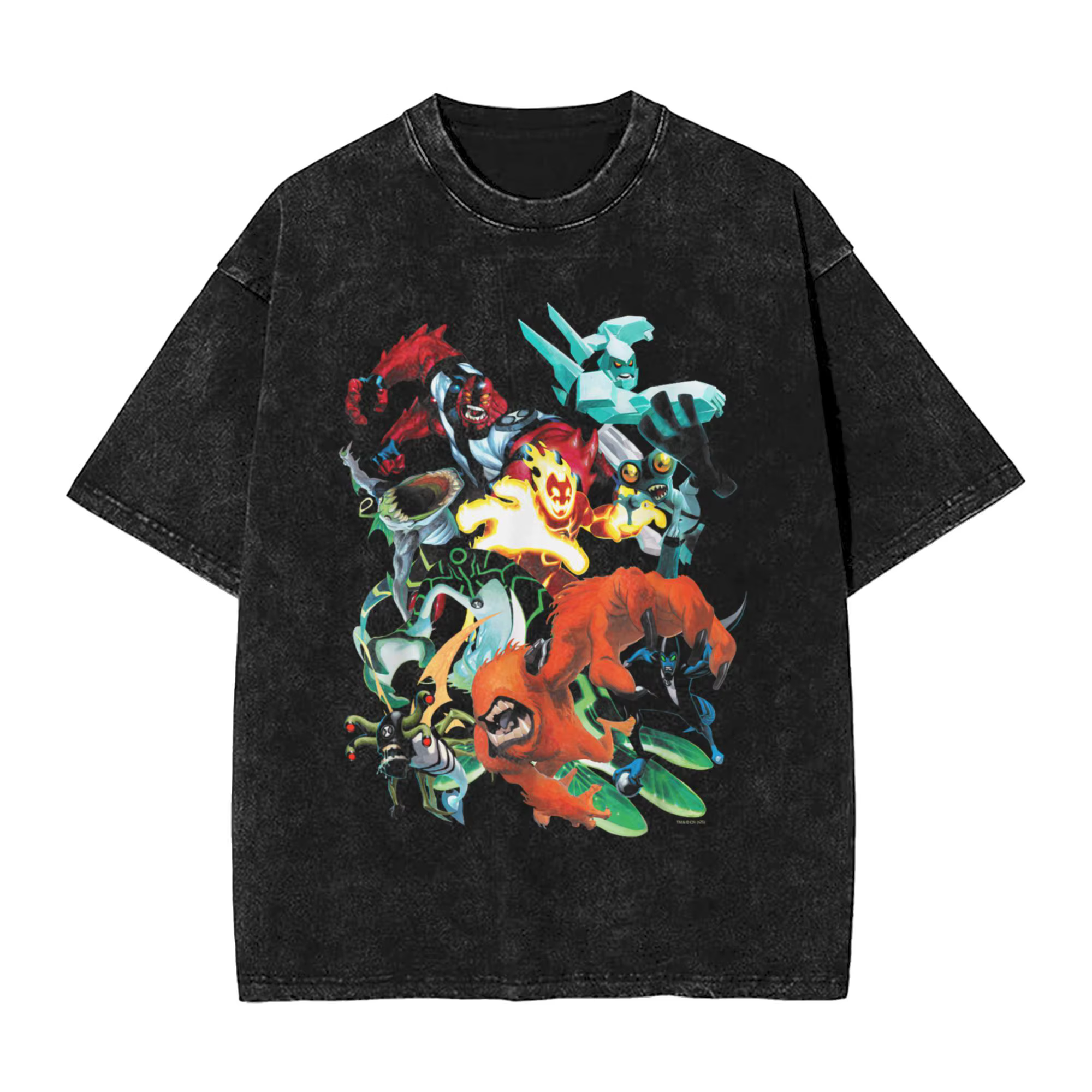 Incroyable Ben 10 Alien anime T-Shirt pour hommes col rond coton lavé T-Shirt à manches courtes t-sh